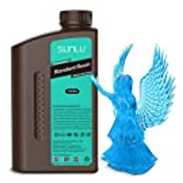 SUNLU 3D Printer Resin 1KG, 405nm UV Curing Standard Photopolymer Rapid Resin for 4K/8K LCD/DLP/SLA 3D Printing, High Precision, Low Shrinkage, Clear Blue 1000g