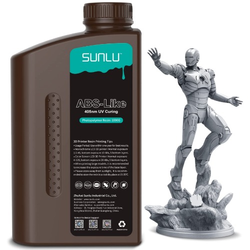 SUNLU 3D Printer Resin, 1KG ABS-Like Fast Curing 3D Resin for LCD DLP SLA Resin 3D Printers, High Quality 395-405nm UV Light Curing Photopolymer Resin, Strong Non Brittle, High Precision, 1000g, Grey - 1000g Grey
