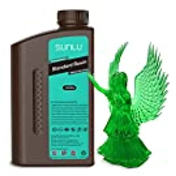 SUNLU 3D Printer Resin 1KG, 405nm UV Curing Standard Photopolymer Rapid Resin for 4K/8K LCD/DLP/SLA 3D Printing, High Precision, Low Shrinkage, Clear Green 1000g