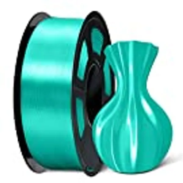 SUNLU Silk PLA Filament 1.75mm, Neatly Wound Shiny PLA 3D Printer Filament 1.75mm Dimensional Accuracy +/- 0.02mm, Fit Most FDM 3D Printers, 1kg Spool (2.2lbs), 330 Meters, Silky PLA Green