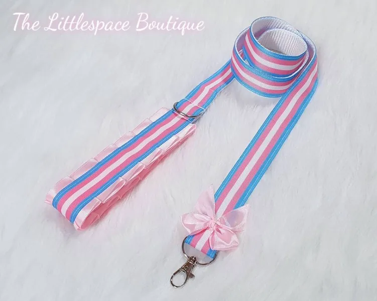 The Trans Pride Petplay Puppy Kitten Leash, Lead with Optional Matching Collar