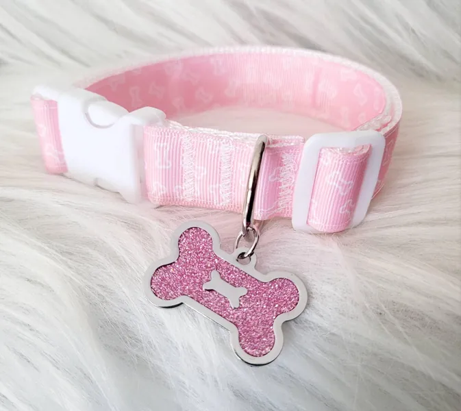 Kawaii Pink Bone Puppy Cosplay collar Choker | Resin Bone pink cute kawaii choker necklace