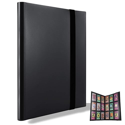 MUROAD 360 Pockets Trading Card Binder Album, Compatible With Pokemon Card Binder Holder, Football Cards, Side Loading PP Pockets Folder, Standard Size Cards Protector. (Black) - Black