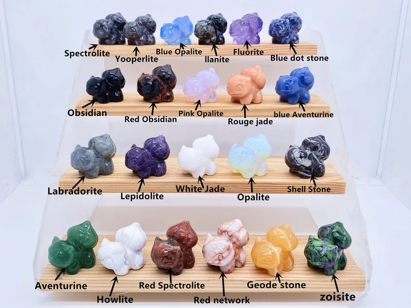 1.2" Natural Quartz Crystal Carved Bulbasaur,mini Bulbasaur Carving ,Crystal Bulbasaur Statue,Healing Decor,Collect，Crystal Gifts 1PC