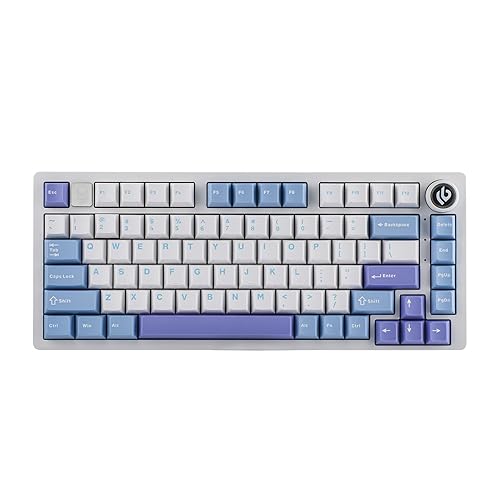 EPOMAKER x LEOBOG Hi75 Aluminum Alloy Wired Mechanical Keyboard, Programmable Gasket-Mounted Gaming Keyboard with Mode-Switching Knob, Hot Swappable, NKRO, RGB (White Purple, Nimbus V3 Switch) - Nimbus V3 Switch - White Purple - Cherry Profile