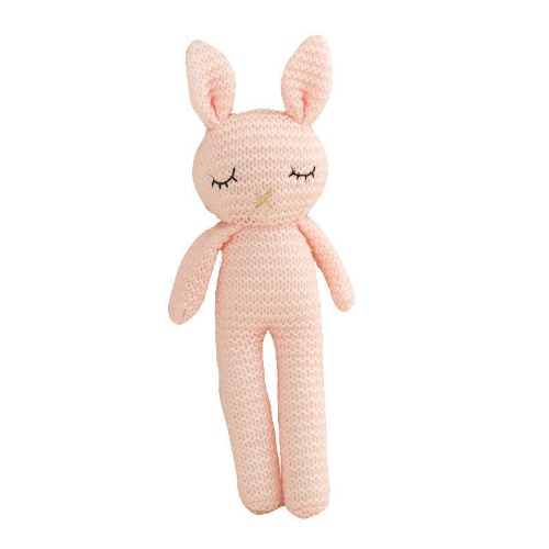 Handmade Knitted Baby Bunny Doll - Pink / 25cm