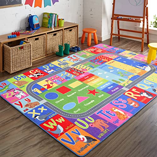 HOMORE Kids Educational Rug, Kids Collection Area Rug for Learning Alphabet, Numbers, Colors, Season and Animal Words, Playmat for Classroom Playroom, 3x5 Feet - 3x5 Feet