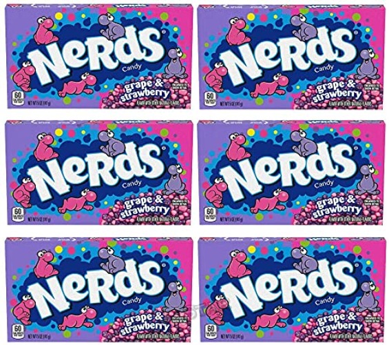 6 x NERDS GRAPE & STRAWBERRY THEATRE BOX 141g
