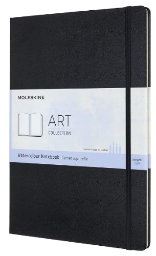 Moleskine 21 x 29.7 cm A4 Size Watercolour Notebook Classic Watercolour Notebook, Paper Suitable for Watercolour Pencils and Paints Hard Cover and Elastic Closure, Colour Black, 60 Pages - a4