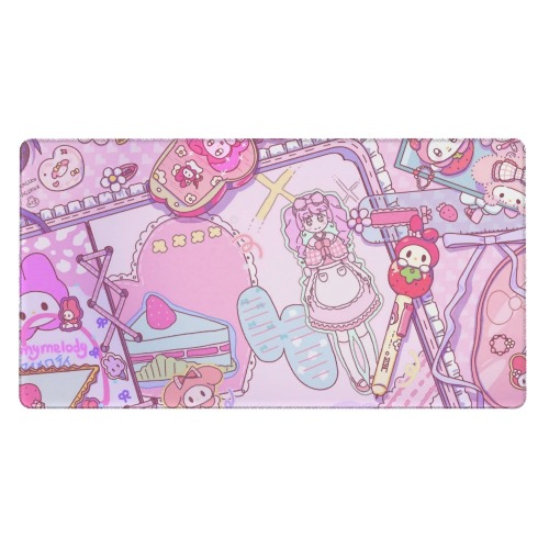 Anime Large Mouse Pad Cute Desk Pad Gaming Pink Mouse Pad Non-Slip Extended Mouse Mat for Computer Laptop 15.8x29.5 inch