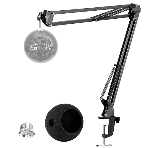 Blue Snowball Boom Arm with Pop Filter - Snowball MIC Boom Arm Stand with Foam Windscreen for Blue Snowball iCE USB Mic by YOUSHARES - Blue Snowball Mic Stand