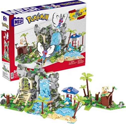 MEGA Pokémon Ultimate Jungle Expedition building set, Butterfree, Squirtle, Kabuto and Rowlet figures, 1362 bricks and pieces connect with other worlds, toy gift set for ages 9 and up