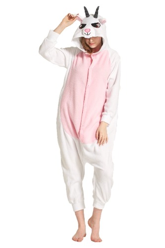 MizHome Halloween Costume Goat Hooded Pajamas Kigurumi Cosplay Goat - Large