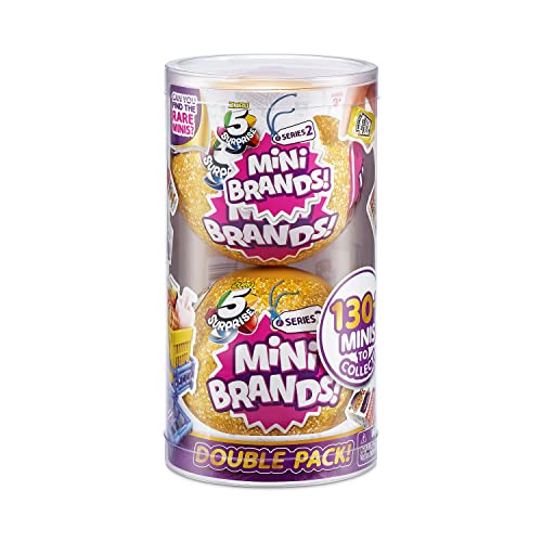 5 Surprise Mini Brands Series 2 by ZURU (2 Pack) Amazon Exclusive Mystery Real Miniature Brands Collectible Toy Capsule - Gold ( PVC Tube Packaging) - Series 2
