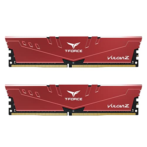 TEAMGROUP T-Force Vulcan Z DDR4 32GB Kit (2x16GB) 3200MHz (PC4-25600) CL16 Desktop Memory Module Ram (Red) - TLZRD432G3200HC16FDC01 - 2x16GB - Red