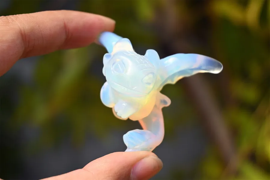 2&#39;&#39; Opalite dragon carved，Quartz crystal dragon ，dragon figurine，dragon statue，Crystal dragon，Crystal gift，Home decor，Crystal healing