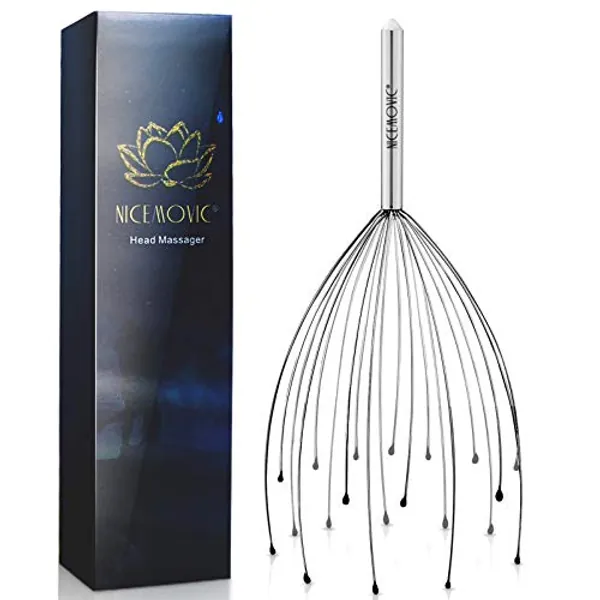 NICEMOVIC Head Massager Scalp Massage Scratcher with 20 Fingers Head Scratcher for Deep Relaxation, Hair Stimulation and Body Stress Relax, Stocking Fillers for Women/Men/Adults(Random Colors) - 1 PACK