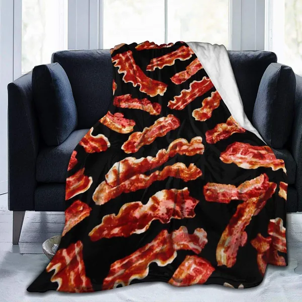 Bacon Warm Ultra Soft Micro Fleece Couch Travel Chair Throw Blanket for Women Men Gift - Bacon 50"x40"