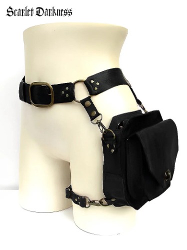Unisex Renaissance Medieval Knight Leather Bag | Black / F