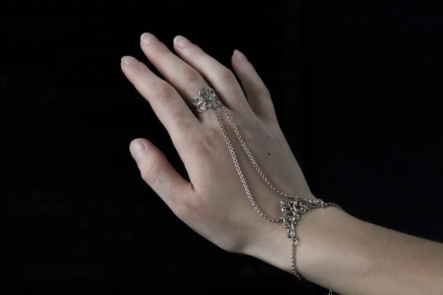 Fairy Bracelet, Ring Chain Bracelet, Belly Dance Jewelry, Ring Bracelet - &quot;Ghibli&quot; - Weird Jewelry, Valentine hand chain