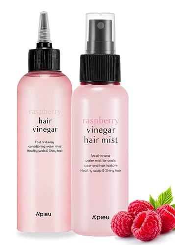 A'PIEU Raspberry Vinegar Hair Rinse & Hair Mist - Revitalizing Boost, PH Balanced, Cruelty-Free, Frizz-Free, Encourages Hair Growth - Hair Vinegar + Mist