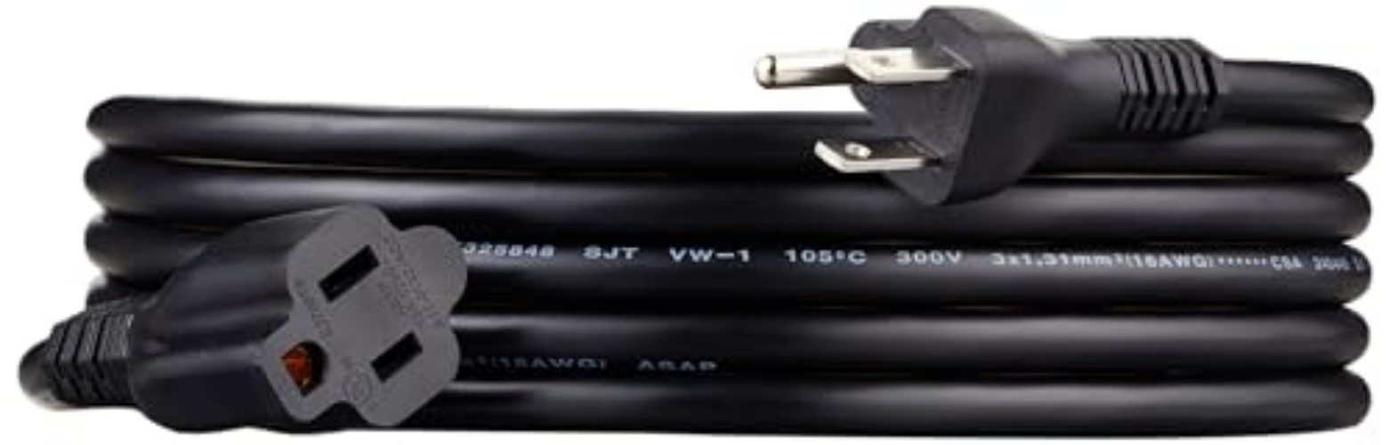 Amazon Basics 3-Foot Extension Cord - 13 Amps, 125V - White - Black 6-Foot Single Extension Cord