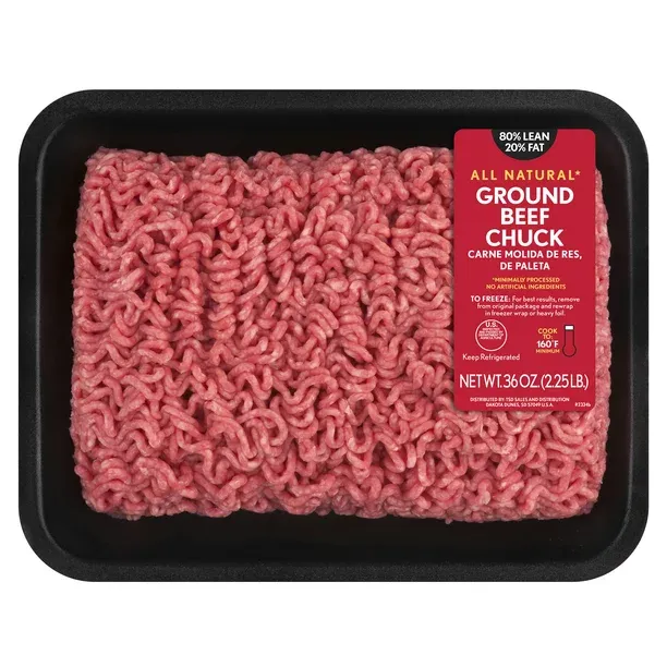 All Natural* 80% Lean/20% Fat Ground Beef Chuck Tray, 2.25 lb