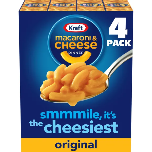 Kraft Original Macaroni & Cheese Dinner (4 ct Pack, 7.25 oz Boxes) - Original Pack of 4