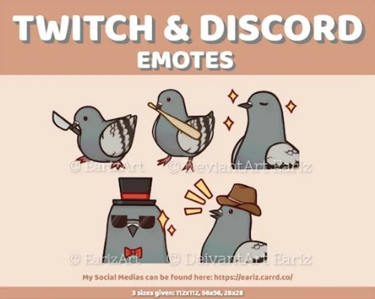 Twitch  Discord Emotes Pack 5  Cute Pigeon Emotes | Etsy