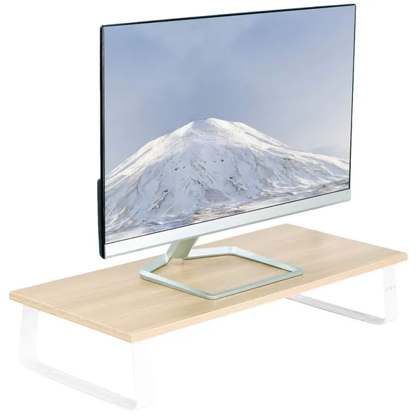 VIVO 24 inch Monitor Stand, Wood and Steel Desktop Riser, Screen, Keyboard, Laptop, Small TV, Ergonomic Desk and Tabletop Organizer, Light Wood, STAND-V000WM - Light Wood 24-inch