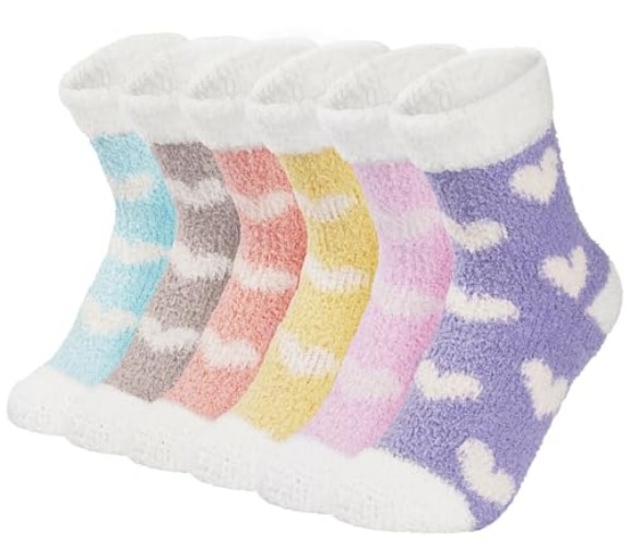 Plush Slipper Socks Women - Colorful Warm Fuzzy Crew Socks Cozy Soft for Winter Indoor - Colorful