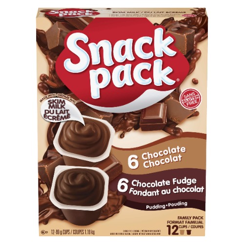 Snack Pack Chocolate & Chocolate Fudge Pudding Family Pack, 12-Pack 99 Gram Cups - 