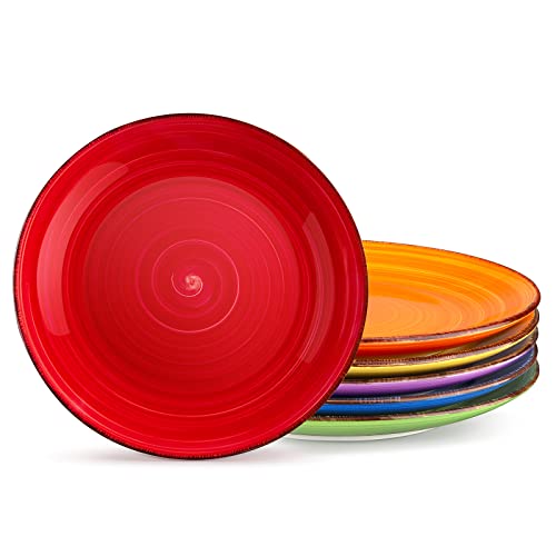 vancasso Bonita Dinner Plates, 10.5 Inch Ceramic Plates, Microwave, Oven and Dishwasher Safe Plates Set of 6 - Assorted Colors - Warm Color
