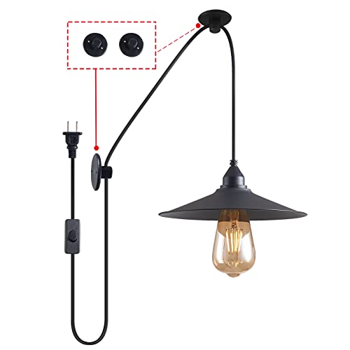 KOLAKODLUX Hanging Lamp with Plug in Cord Outdoor Lamps for Patio Waterproof Waterproof Pendant Light with Plug Outdoor Lamps for Patio Waterproof Hanging Pendant Light with Plug in Cord MA6006 - 9 in metal lampshade 6006