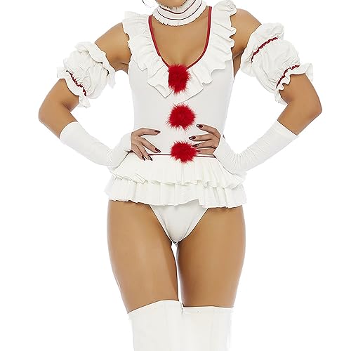 Forplay womens Let's Play a Game Sexy Movie Clown Character Costume - White - Small/Medium