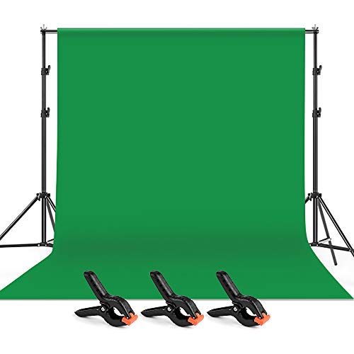 Andoer Green Screen Background with Stand, 6.6x10ft Washable Green Screen Backdrop Green Screen Kit with 3 Clamps and Carry Bag for Portrait Video Shooting Background Removal Vlog YouTube Tiktok