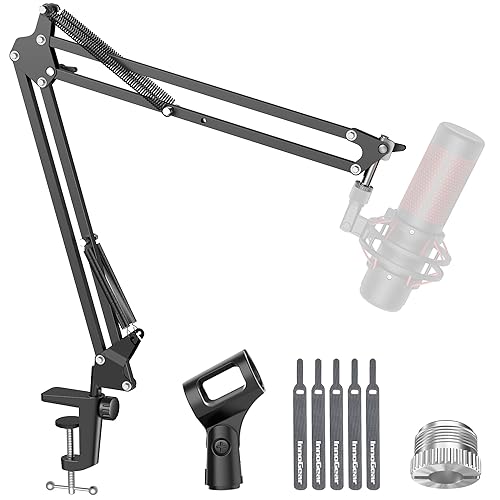 InnoGear Boom Arm Microphone Mic Stand for Blue Yeti HyperX QuadCast SoloCast Snowball Fifine Shure SM7B and other Mic, Medium - Medium - Black