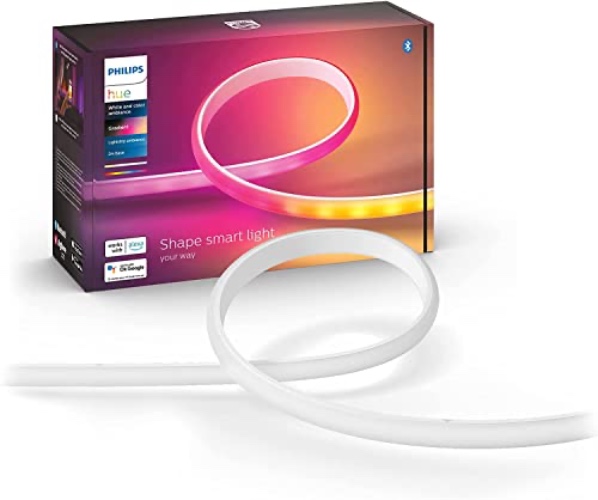Philips Hue Gradient Light Strip 2m. For Syncing with Entertainment, Media and Music. With Bluetooth. Works with Alexa, Google Assistant and Apple Homekit., White
