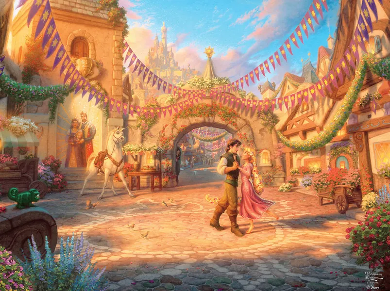 Ceaco - Thomas Kinkade - Disney Dreams Collection - Rapunzel in The Courtyard - 750 Piece Jigsaw Puzzle