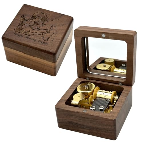 Pursuestar HowlMoving Castle-Merry Go Round of Life Luxury Walnut Wood Music Box, Vintage Wooden Carved Mechanism Wind Up Musical Box with Mirror for Birthday Wedding Valentine's Day - Howlmovingcastle