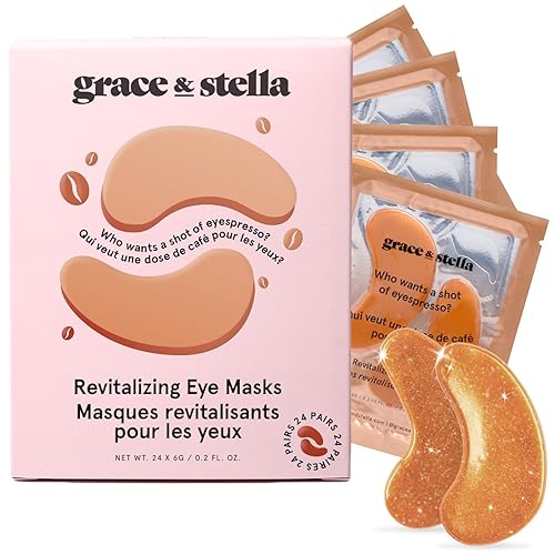 grace and stella Eye Patches with Caffeine - Under Eye Patches for Puffy Eyes - Revitalizing Under Eye Mask - Eye Pads with Niacinamide & Hyaluronic Acid - Vegan Eye Mask Skincare, 24 Pairs - Caffeine Eye Mask - 24 Pairs