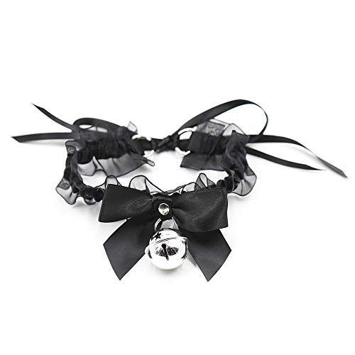 Black Punk Choker Charm Stretch Gothic Tattoo Chokers Necklace Set for Women Girls - Lace-Bell-Black