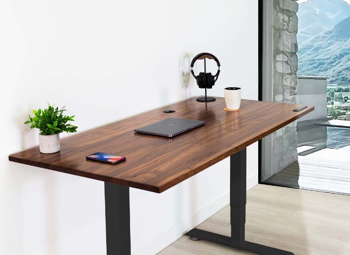 Standing Office Desk - M (59" × 29") / Black / Walnut