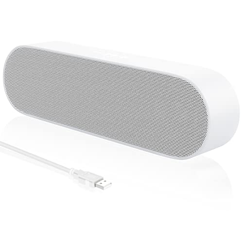 ABRRU USB Computer Speakers, PC Speakers for Desktop, Laptop Speakers with Crystal Clear Sound, Loud Volume, Volume Control and Mute Button(USB-C to USB Adapter Included) (White) - White
