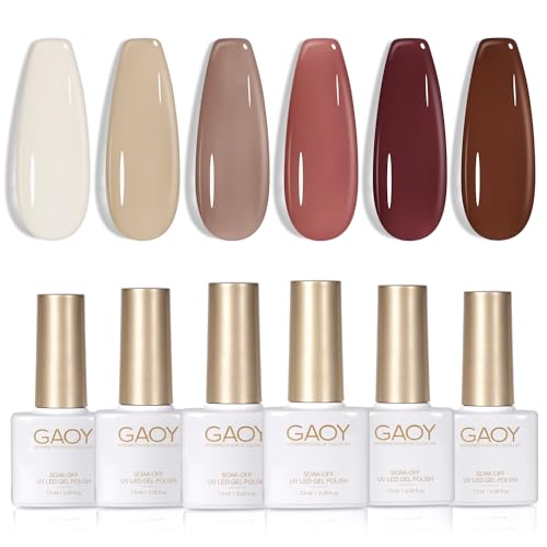 GAOY Jelly Milky White Gel Nail Polish Set, 6 Translucent Sheer Maroon UV Colors for Art Home DIY Manicure Kit - Maroon Jelly