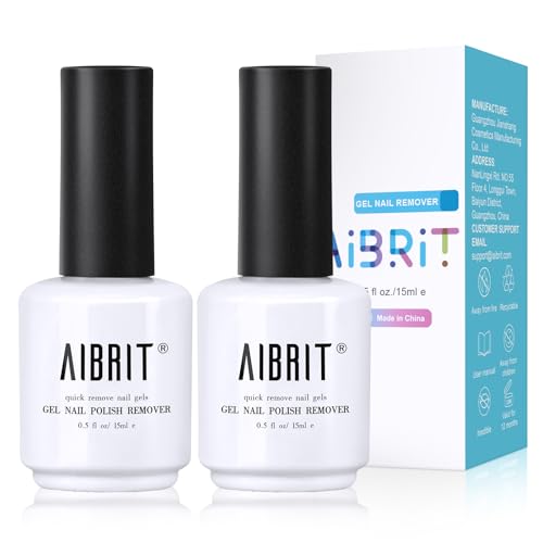 AIBRIT Gel Nail Polish Remover, 2 Pack Gel Polish Remover for Nails, No Need Soaking or Wrapping, Removedor de Esmalte Gel, 1fl oz/30ml