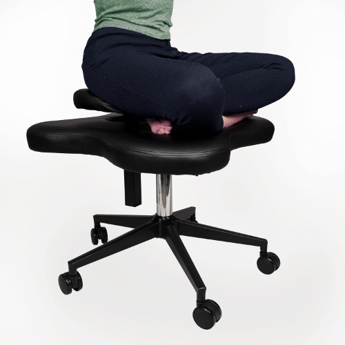 H&A Cross-Legged kneeing Chair for Office or Home, Meditation Seat for Reducing Back Pain, Ergonomic Posture Corrective Seat with Height Adjustable (Black), 26.5 inch x 23.5 inch - Black
