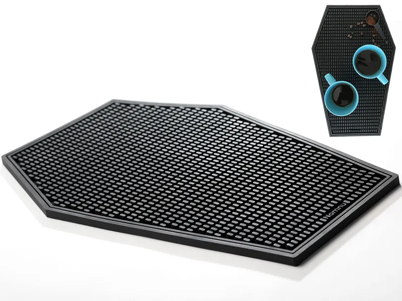 Nomnu Coffin Bar Mat - Halloween Kitchen Accessories - Goth Coffee Bar Mat for Countertop 17x11" In - Non Slip Spill Mat, Gothic Decor Spooky Gifts - 