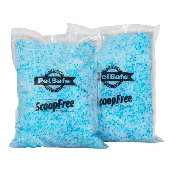 PetSafe ScoopFree Premium Crystal Cat Litter - 5x Better Odor Control Than Clay Litter - Less Tracking & Dust For A Fresh Home - Non-Clumping - Two 4.5 lb Bags Of Litter (9 lb Total) - Blue