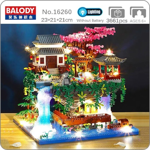 Peach Tree House Pavilion with LED Light - LOZ Blocks Official Store